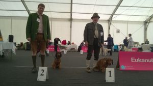 1. HF Karl Brausteiner mit seinem Rüden Tux vom Klosterboden 2. HF Harald Tiefenbacher mit seiner Hündin Vera vom Auerling